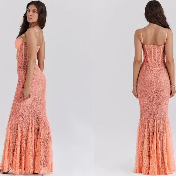 House of CB 'Coredlia' Sorbet Lace Godet Maxi Dress NWOT - Picture 5 of 9